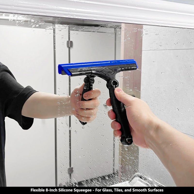 Ehdis 2PCS Flexible 8-Inch Silicone Squeegee Window Tint Tool Auto Water Blade, Shower Squeegee for Car Windshield, Glass, Tiles, and Smooth Surfaces (Blue) - Image 5